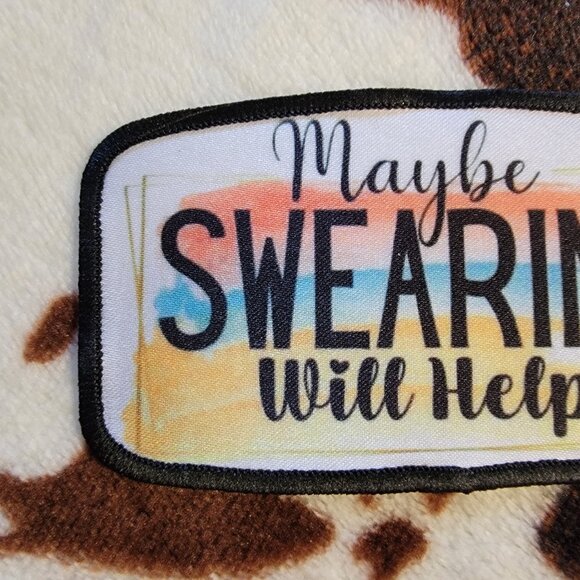 Maybe Swearing Sublimation DYI Fabric Hat Patch Glue Iron On Sew Hat Patch - Picture 7 of 8
